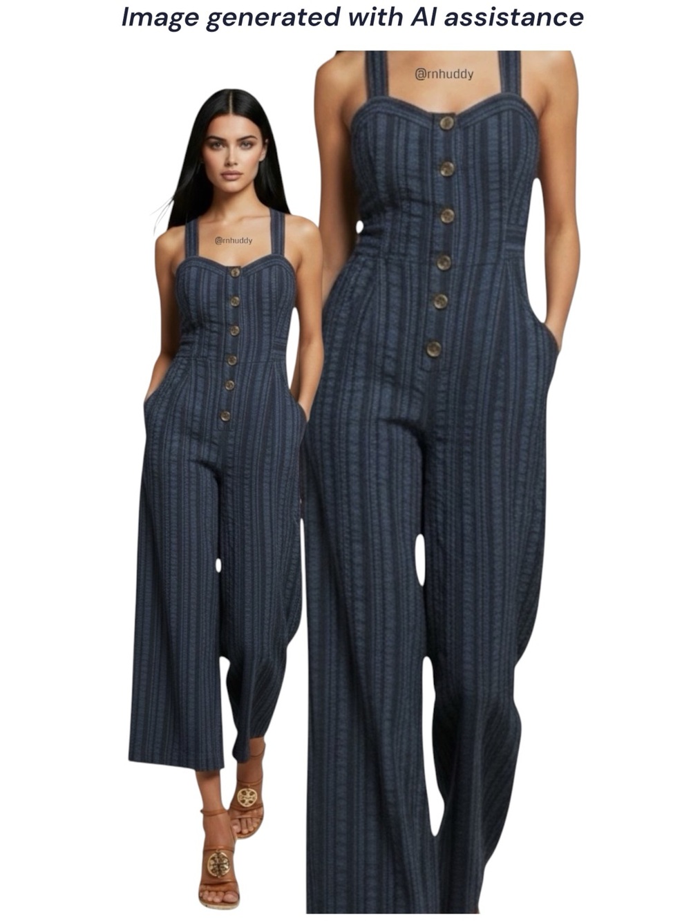 Carly Jean Los Angeles XS blue 55% linen crop jumpsuit